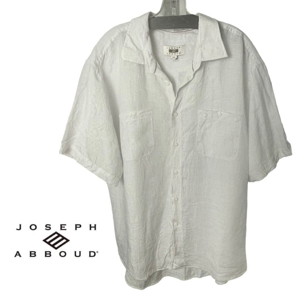 Joseph Abboud 100% Linen Short Sleeve Button Down, Vacation, Summer, Resort, XXL
